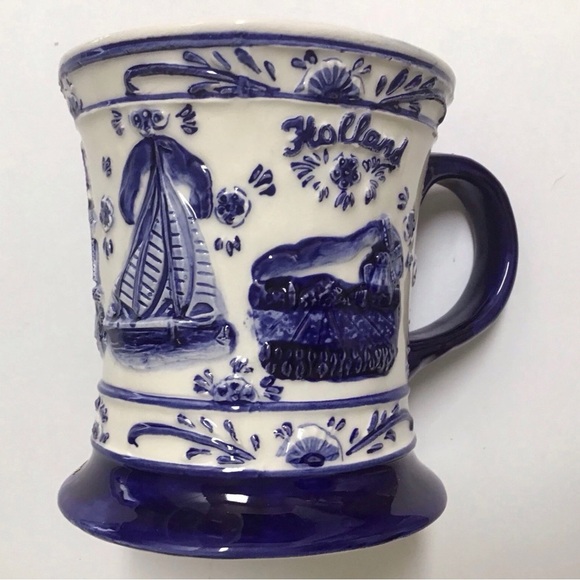 Delft Blue Holland Coffee Mug Handmade Tea Cup St. Maarten Windmill Vintage 4” - Picture 15 of 15